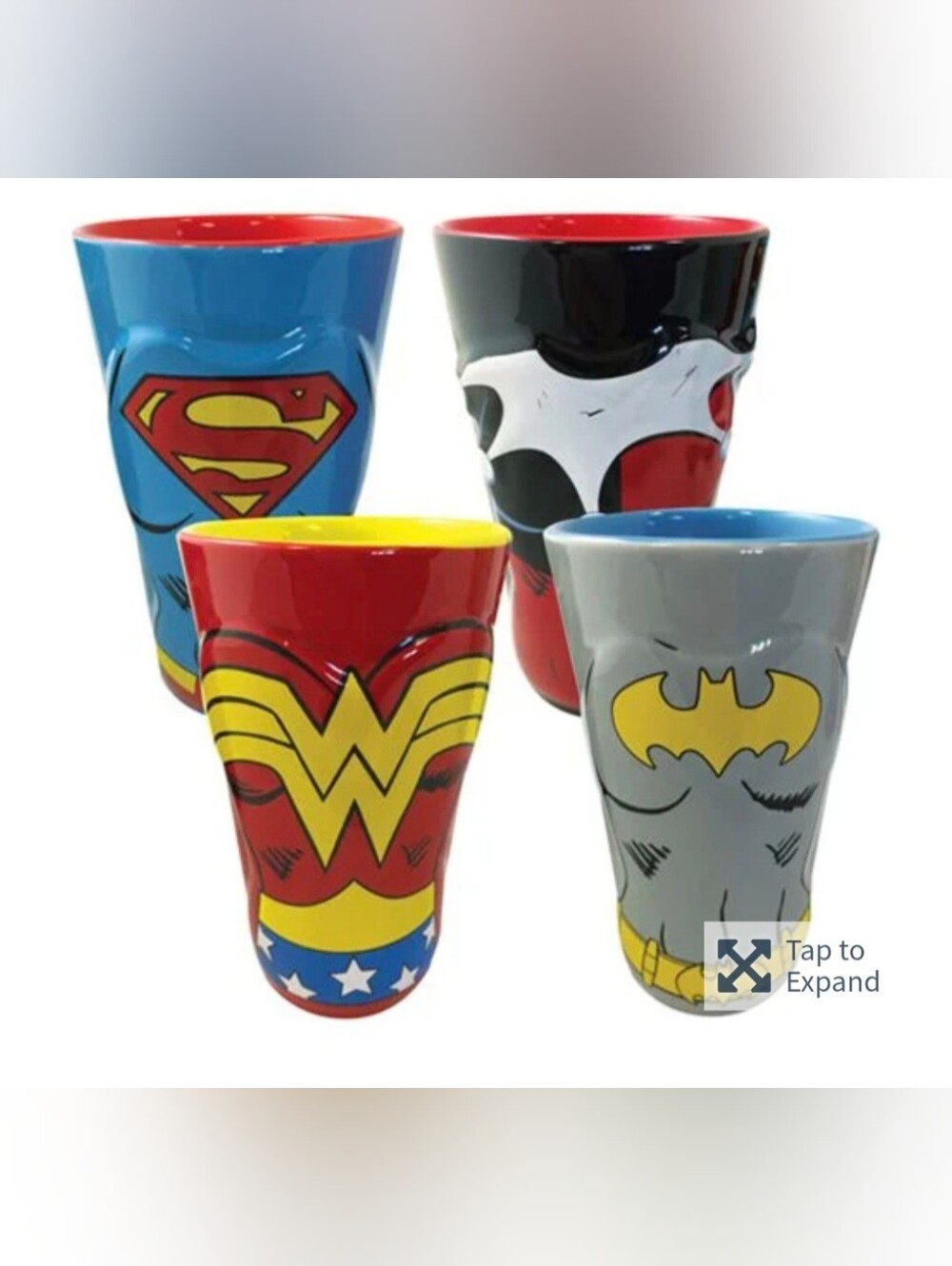 DC Female Superhero  Ceramic Drinking Glasses Set Of 4